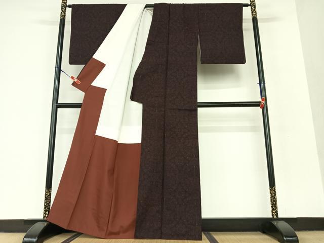 平和屋着物●結城紬 80亀甲 花鳥文 正絹 逸品 AAAV7229zg