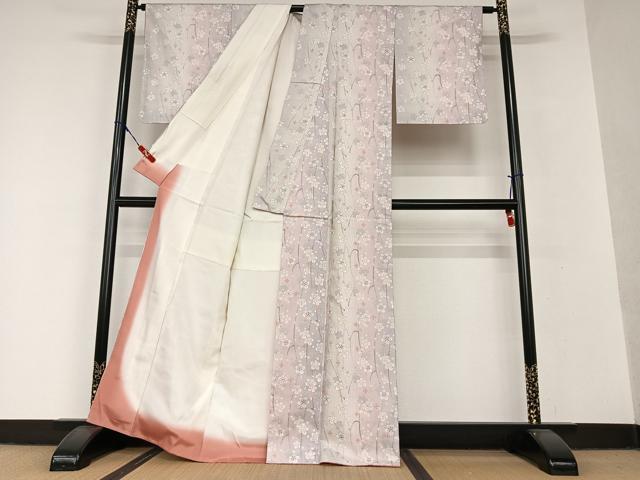 平和屋着物●本場大島紬 白大島 枝梅文 正絹 逸品 未使用 AAAV7237zg