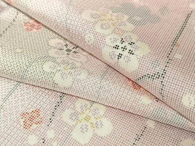 平和屋着物●本場大島紬 白大島 枝梅文 正絹 逸品 未使用 AAAV7237zg