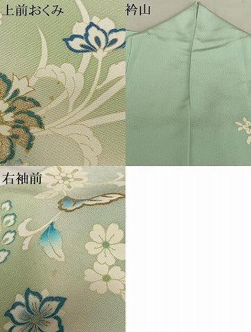 平和屋着物●訪問着 駒刺繍 更紗花文 暈し染め 金彩 正絹 逸品 AAAV7242zg
