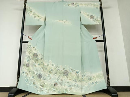 平和屋着物●訪問着 駒刺繍 更紗花文 暈し染め 金彩 正絹 逸品 AAAV7242zg