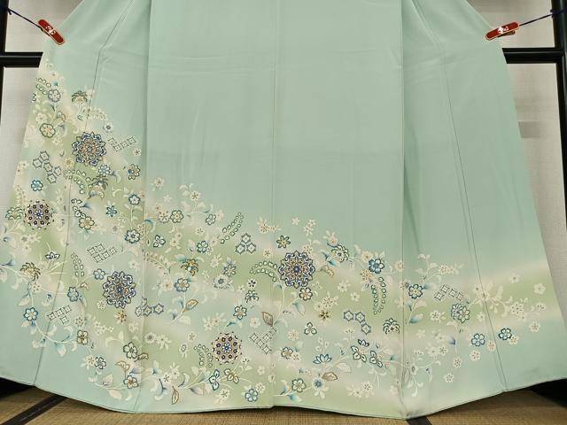 平和屋着物●訪問着 駒刺繍 更紗花文 暈し染め 金彩 正絹 逸品 AAAV7242zg