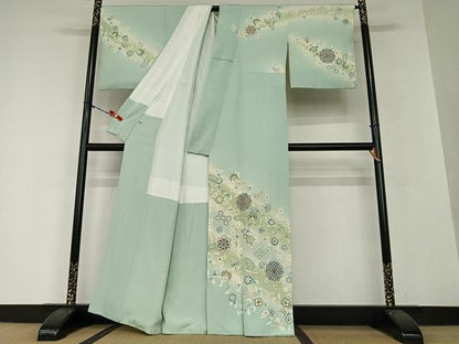 平和屋着物●訪問着 駒刺繍 更紗花文 暈し染め 金彩 正絹 逸品 AAAV7242zg