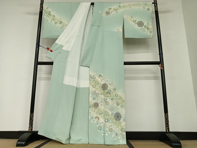 平和屋着物●訪問着 駒刺繍 更紗花文 暈し染め 金彩 正絹 逸品 AAAV7242zg