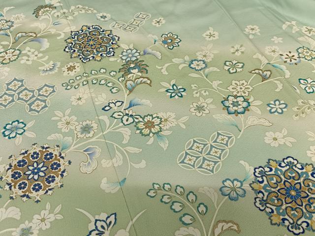 平和屋着物●訪問着 駒刺繍 更紗花文 暈し染め 金彩 正絹 逸品 AAAV7242zg