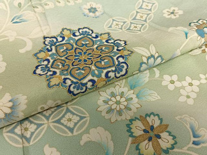 平和屋着物●訪問着 駒刺繍 更紗花文 暈し染め 金彩 正絹 逸品 AAAV7242zg