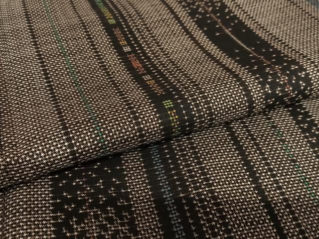 平和屋着物●本場大島紬　泥染め　7マルキ　変わり縞　正絹　逸品　AAAV7248zg