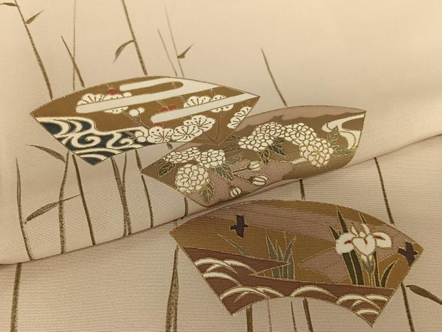 平和屋着物●訪問着　地紙重ね花文　金彩　正絹　逸品　AAAV7252zg