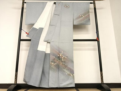 平和屋着物●訪問着 手描き 花籬文 暈し染め 金彩 正絹 逸品 AAAV7256zg