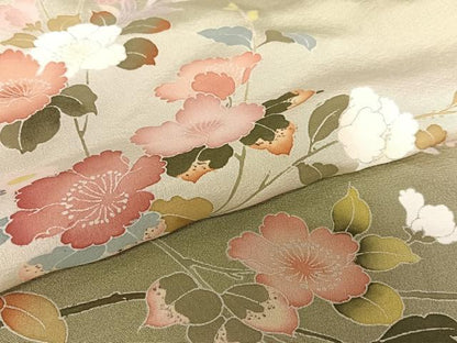 平和屋着物●訪問着 友禅 枝花文 暈し染め ロング丈 正絹 逸品 AAAV7259zg
