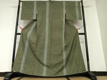 平和屋着物●上質な紬　縞　正絹　逸品　AAAV7260zg