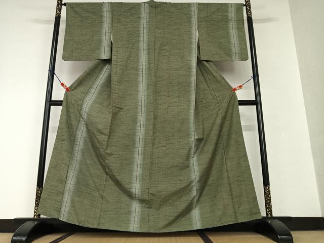 平和屋着物●上質な紬　縞　正絹　逸品　AAAV7260zg