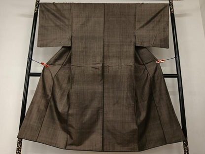 平和屋着物●男性　紬　アンサンブル　格子　正絹　逸品　AAAV7298zg