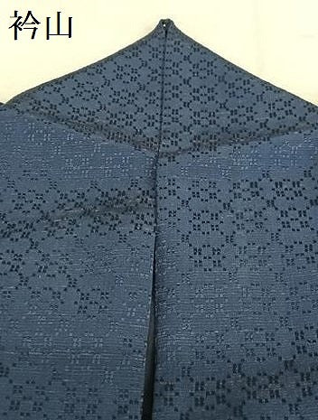 平和屋着物●花織　紬　藍　花尽くし　濃藍色　正絹　逸品　AAAV7326zg
