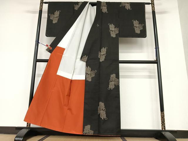 平和屋着物●本場大島紬　9マルキ　地空　御所車文　正絹　逸品　AAAV7345zg