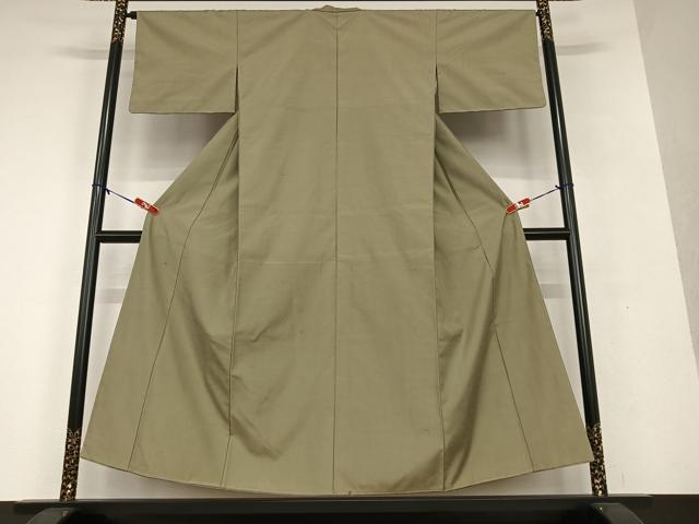 平和屋着物●上質な紬 色無地 灰汁色 正絹 逸品 AAAV7348zg