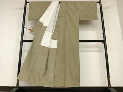 平和屋着物●上質な紬 色無地 灰汁色 正絹 逸品 AAAV7348zg