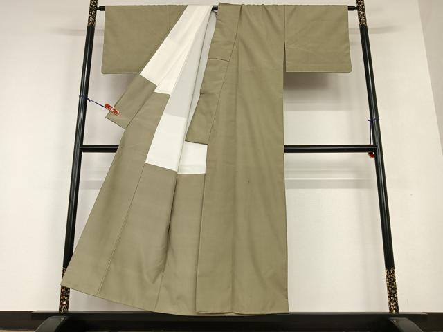 平和屋着物●上質な紬 色無地 灰汁色 正絹 逸品 AAAV7348zg