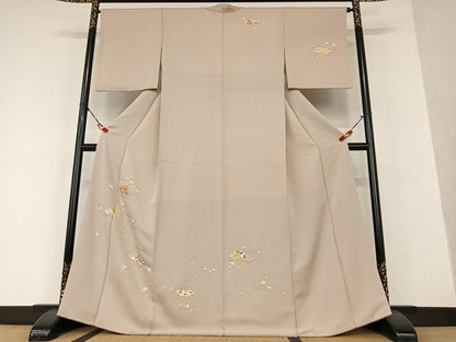 平和屋着物●銀座きしや　訪問着　駒刺繍　地紙重ね花文　金彩　正絹　逸品　AAAV7355zg