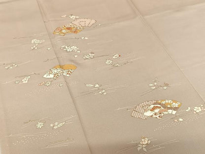 平和屋着物●銀座きしや　訪問着　駒刺繍　地紙重ね花文　金彩　正絹　逸品　AAAV7355zg