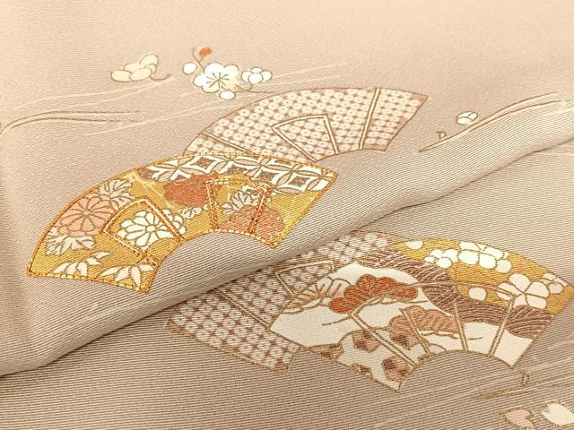 平和屋着物●銀座きしや　訪問着　駒刺繍　地紙重ね花文　金彩　正絹　逸品　AAAV7355zg