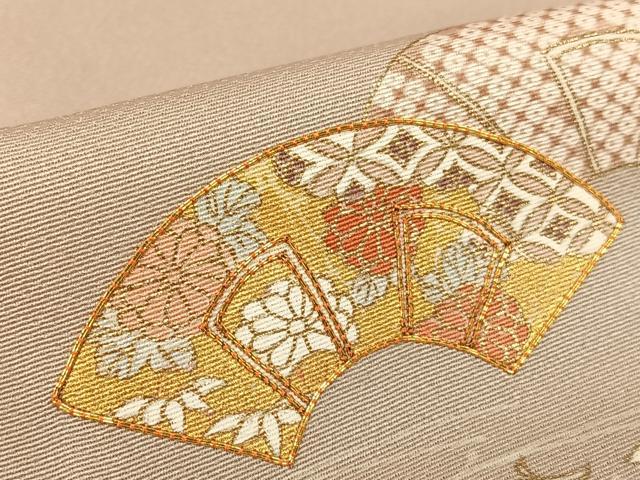平和屋着物●銀座きしや　訪問着　駒刺繍　地紙重ね花文　金彩　正絹　逸品　AAAV7355zg