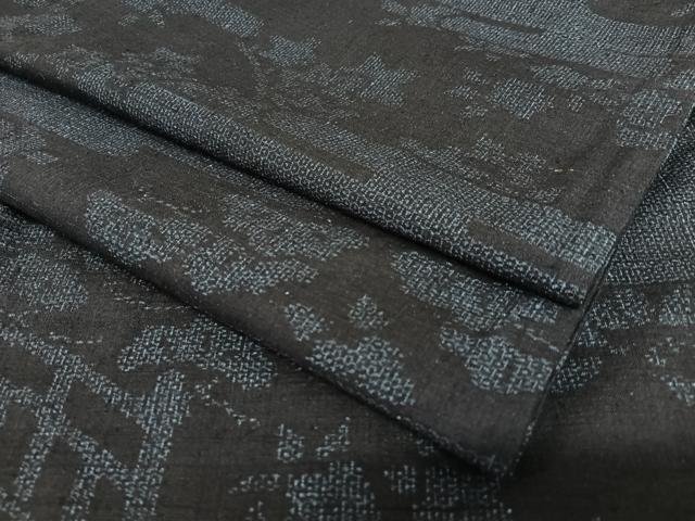 平和屋着物●結城紬 100亀甲 風景草花文 正絹 逸品 AAAV7360zg