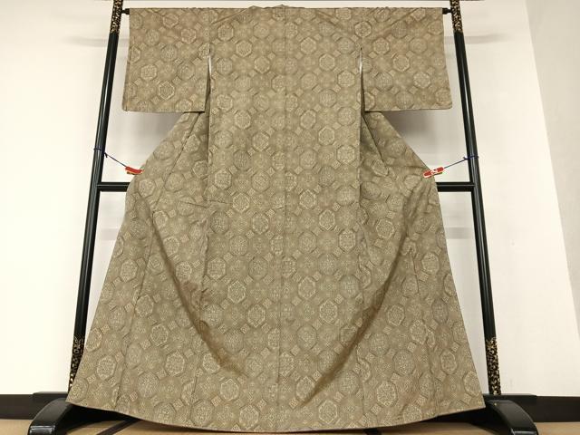 平和屋着物●上質な紬 花亀甲文 正絹 逸品 未使用 AAAV7372zg
