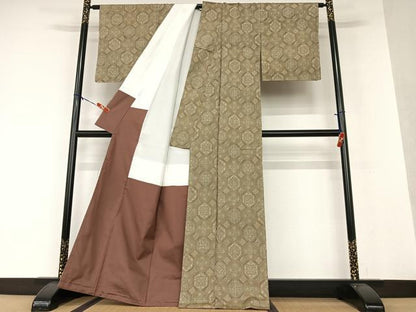 平和屋着物●上質な紬 花亀甲文 正絹 逸品 未使用 AAAV7372zg