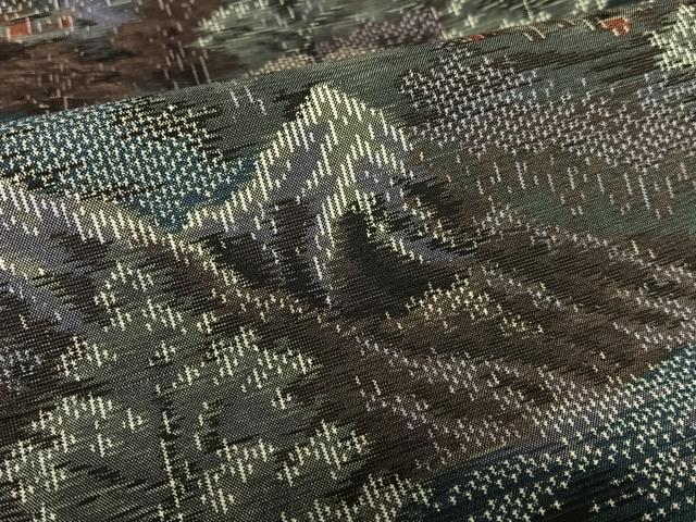 平和屋着物●上質な紬　樹林風景文　正絹　逸品　AAAV7379zg