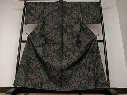 平和屋着物●本場大島紬 笹梅花文 正絹 逸品 AAAV7382zg