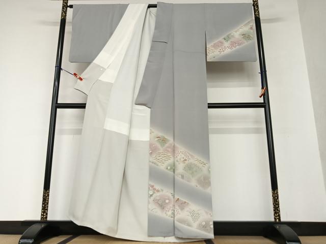 平和屋着物●訪問着 草花間道 暈し染め 金彩 鬼しぼ縮緬 正絹 逸品 AAAV7384zg