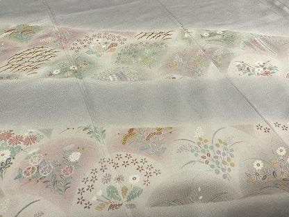 平和屋着物●訪問着 草花間道 暈し染め 金彩 鬼しぼ縮緬 正絹 逸品 AAAV7384zg