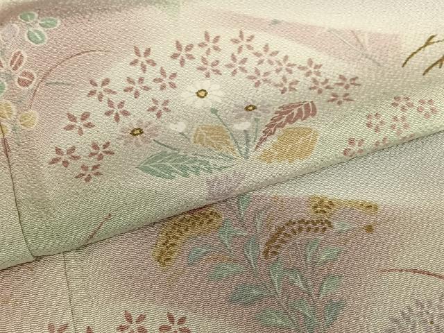 平和屋着物●訪問着 草花間道 暈し染め 金彩 鬼しぼ縮緬 正絹 逸品 AAAV7384zg