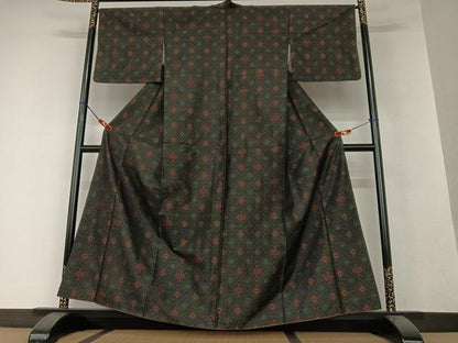 平和屋着物●本場大島紬　花菱文　正絹　逸品　AAAV7385zg