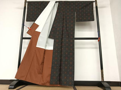 平和屋着物●本場大島紬　花菱文　正絹　逸品　AAAV7385zg