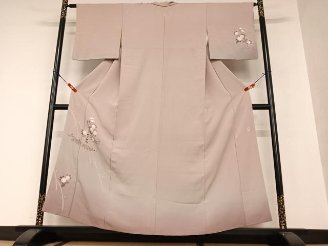 平和屋着物●十日町 名門 滝泰謹製 訪問着 絞り 草花文 暈し染め 金彩 正絹 逸品 AAAV7400zg