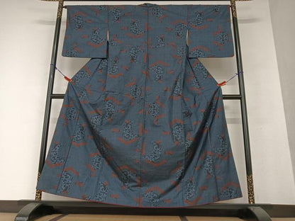 平和屋着物●本場大島紬　一元絣　唐草文　正絹　逸品　AAAV7413zg