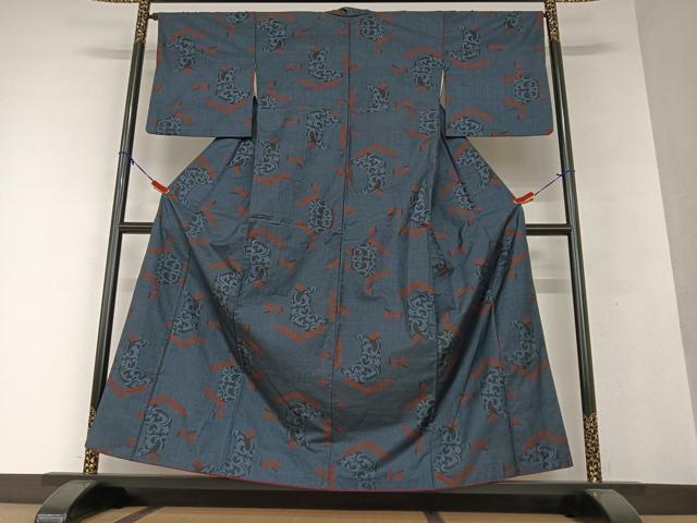 平和屋着物●本場大島紬　一元絣　唐草文　正絹　逸品　AAAV7413zg