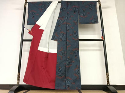平和屋着物●本場大島紬　一元絣　唐草文　正絹　逸品　AAAV7413zg