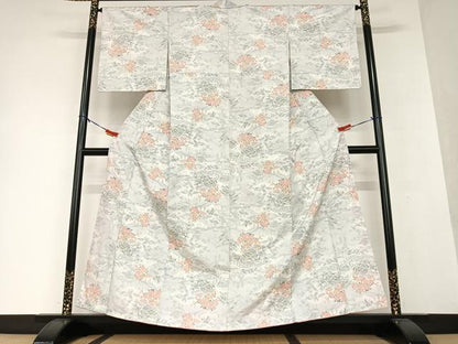 平和屋着物●上質な紬 風景草花文 正絹 逸品 AAAV7414zg