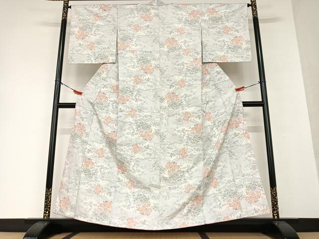 平和屋着物●上質な紬 風景草花文 正絹 逸品 AAAV7414zg