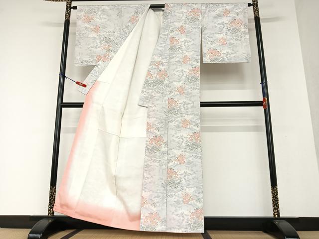平和屋着物●上質な紬 風景草花文 正絹 逸品 AAAV7414zg