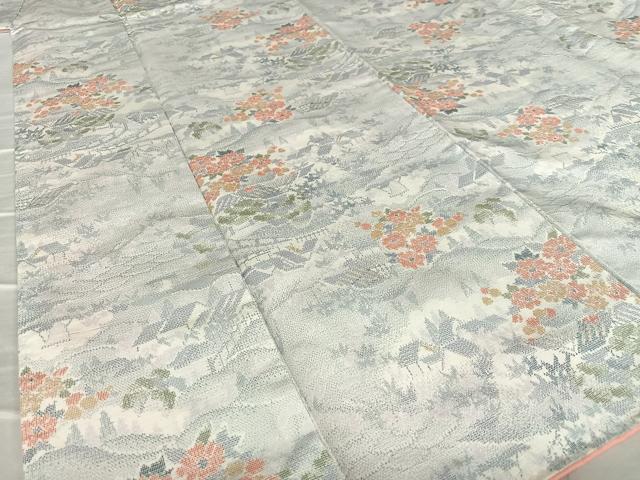平和屋着物●上質な紬 風景草花文 正絹 逸品 AAAV7414zg