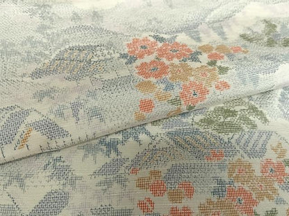 平和屋着物●上質な紬 風景草花文 正絹 逸品 AAAV7414zg