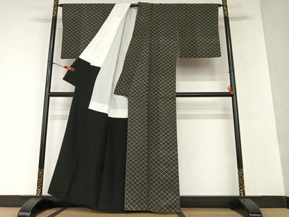 平和屋着物●上質な小紋　菱文　正絹　逸品　AAAV7429zg