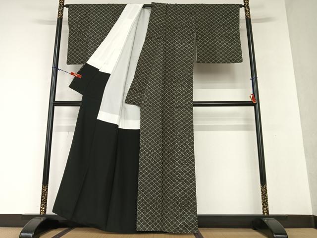 平和屋着物●上質な小紋　菱文　正絹　逸品　AAAV7429zg