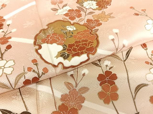 平和屋着物●訪問着 駒刺繍 雪輪花文 暈し染め 金彩 正絹 逸品 AAAV7430zg
