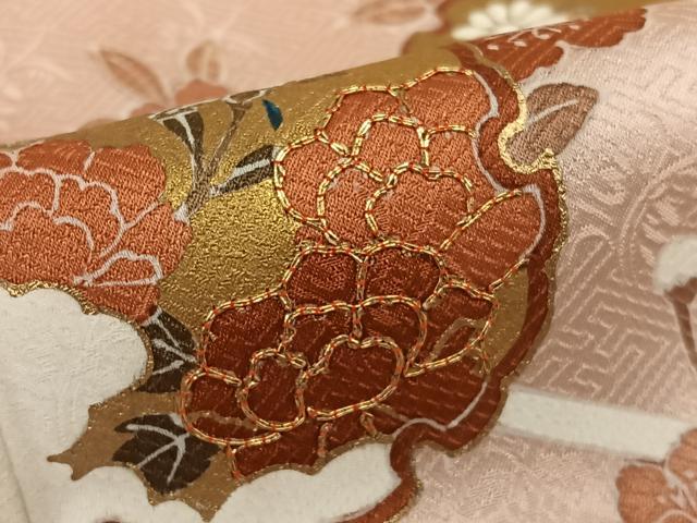平和屋着物●訪問着 駒刺繍 雪輪花文 暈し染め 金彩 正絹 逸品 AAAV7430zg
