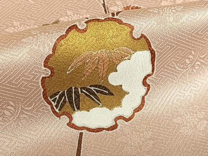 平和屋着物●訪問着 駒刺繍 雪輪花文 暈し染め 金彩 正絹 逸品 AAAV7430zg